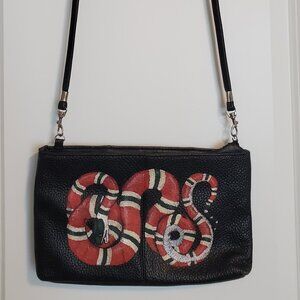 One of A Kind Hand Painted Kingsnake Crossbody/Clutch